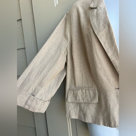 Cato Linen Blazer Womens Size XL Beige Basic Minimal Coastal Simple Jacket - Picture 4 of 9
